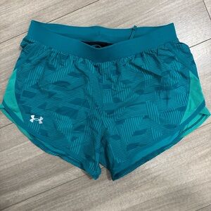 Under Armour Women's Patterned Teal Athletic Shorts